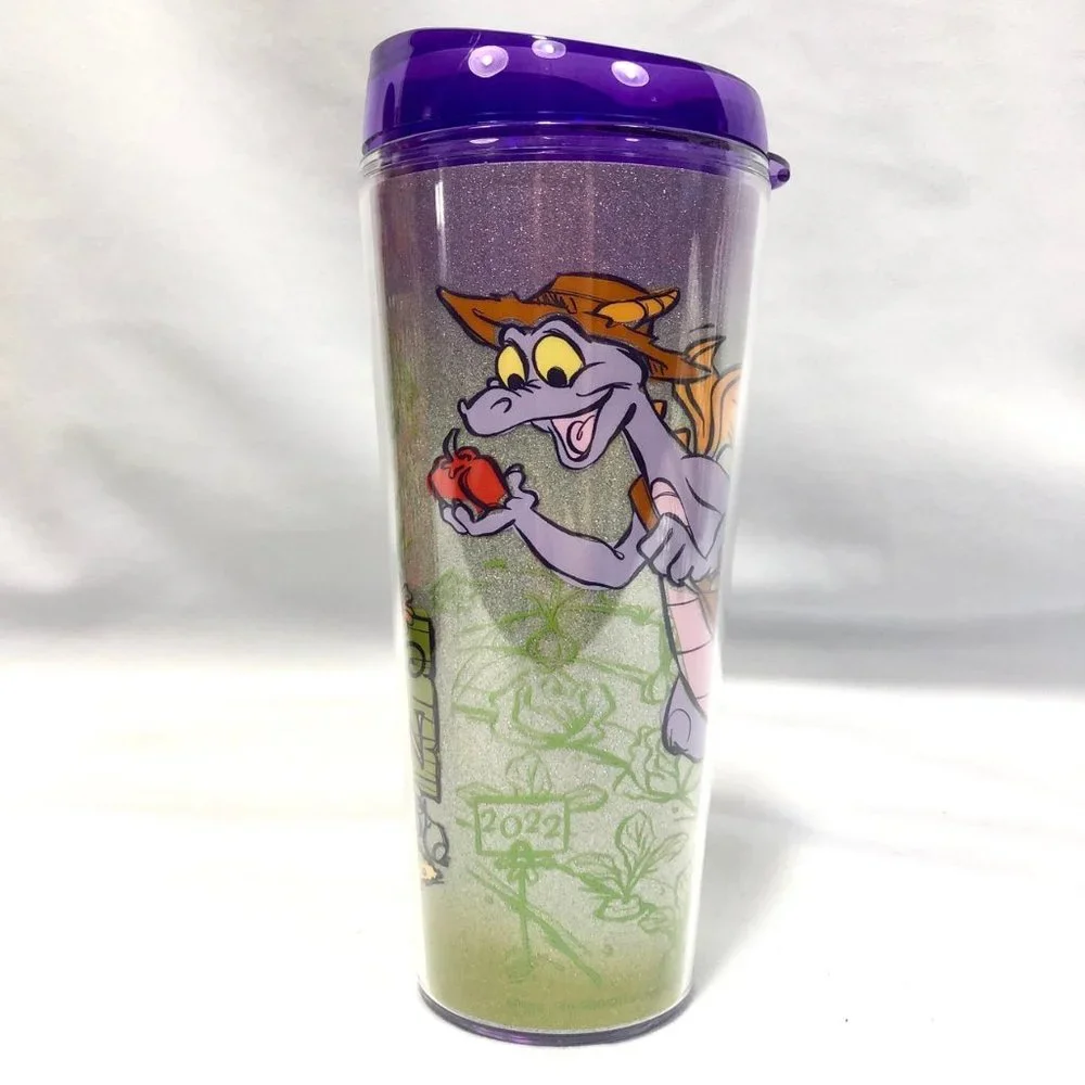 2022 Disney Parks Epcot Flower & Garden Festival Figment Tumbler Cup 22oz - NEW - Picture 1 of 3